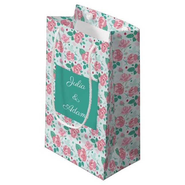 Sacola Para Presentes Pequena Bag de presente Rosa verde (Frente inclinada)