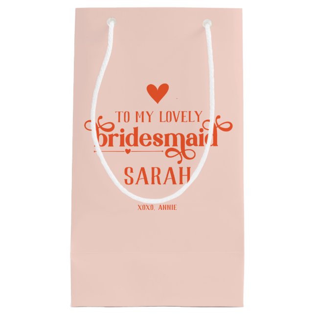 Sacola Para Presentes Pequena Bag de presentes da Bridesmaid Moderna Personaliza (Frente)