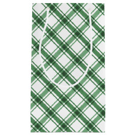 Sacola Para Presentes Pequena Bag de presentes verde e Xadrez branca