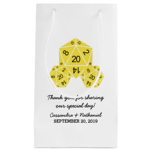 Sacola Para Presentes Pequena Bag Dice Wedding D20 Amarelo