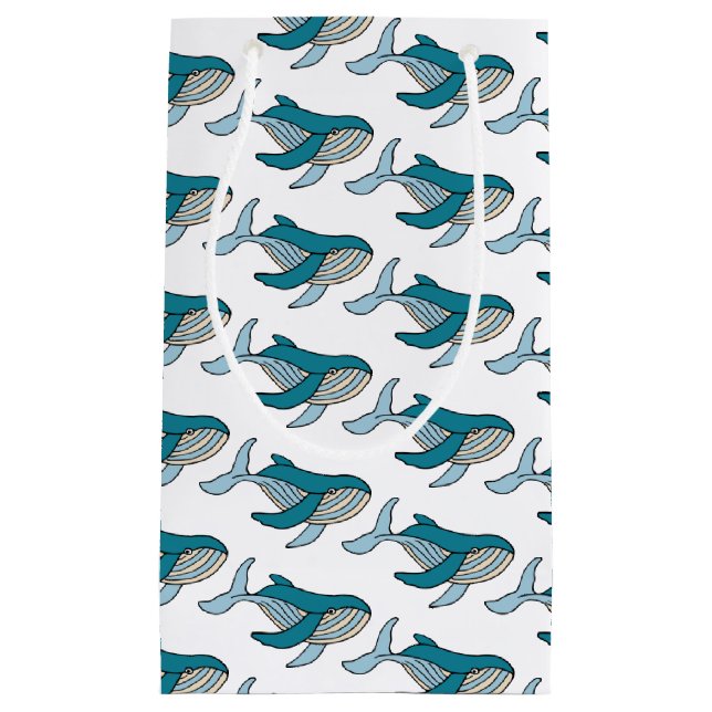 Sacola Para Presentes Pequena Baleia Azul-Cura (Frente)