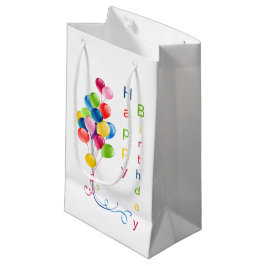 Sacola Para Presentes Pequena Balões Coloridos, Feliz Aniversário Gift Bag