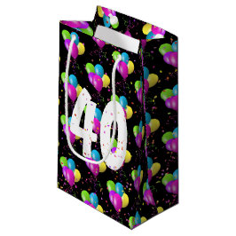 Sacola Para Presentes Pequena Balões de aniversário de 40 anos com Confetti