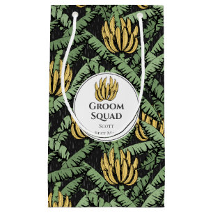 Sacola Para Presentes Pequena Bananas tropicais do esquadrão do na moda Negro