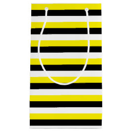 Sacola Para Presentes Pequena Bandas brancas pretas amarelas