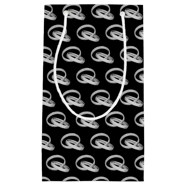 Sacola Para Presentes Pequena bandas de casamento de prata conectadas (Frente)