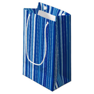 Sacola Para Presentes Pequena Bandas Verticais Azuis