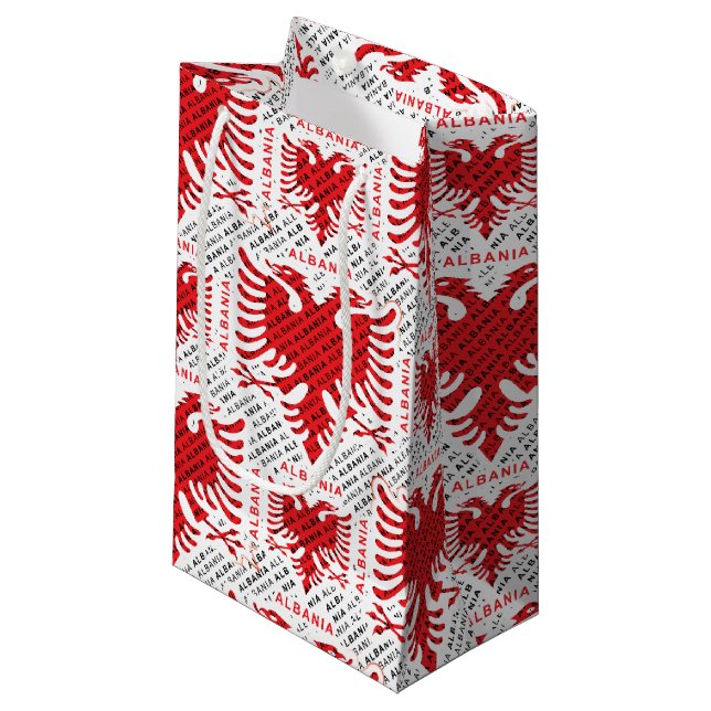 Sacola Para Presentes Pequena Bandeira albanesa 4 (Frente inclinada)
