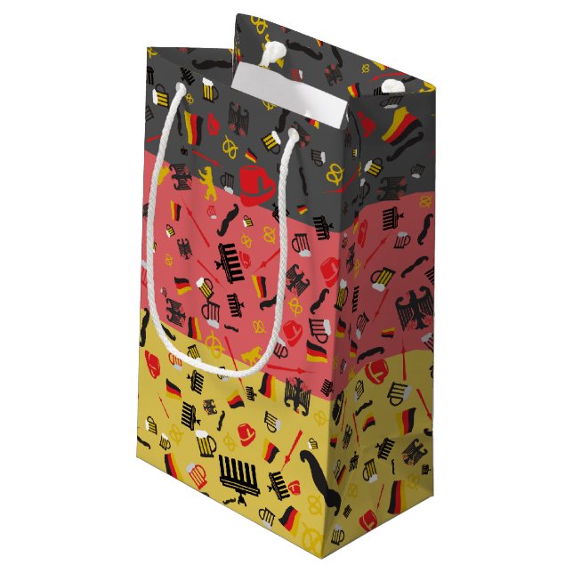 Sacola Para Presentes Pequena Bandeira alemão com artigos culturais (Verso inclinado)