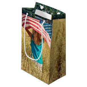 Sacola Para Presentes Pequena Bandeira americana da liberdade