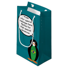 Sacola Para Presentes Pequena Bandeira Brasileira Falando Sra. Penguin Personali