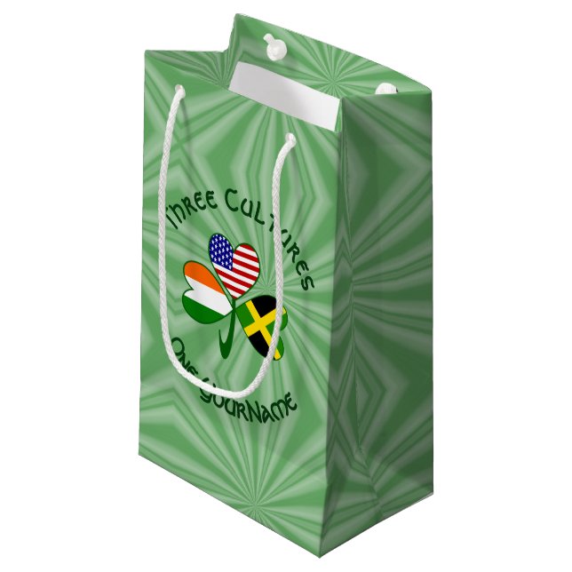 Sacola Para Presentes Pequena Bandeira de Shamrock jamaicano-americano personali (Frente inclinada)