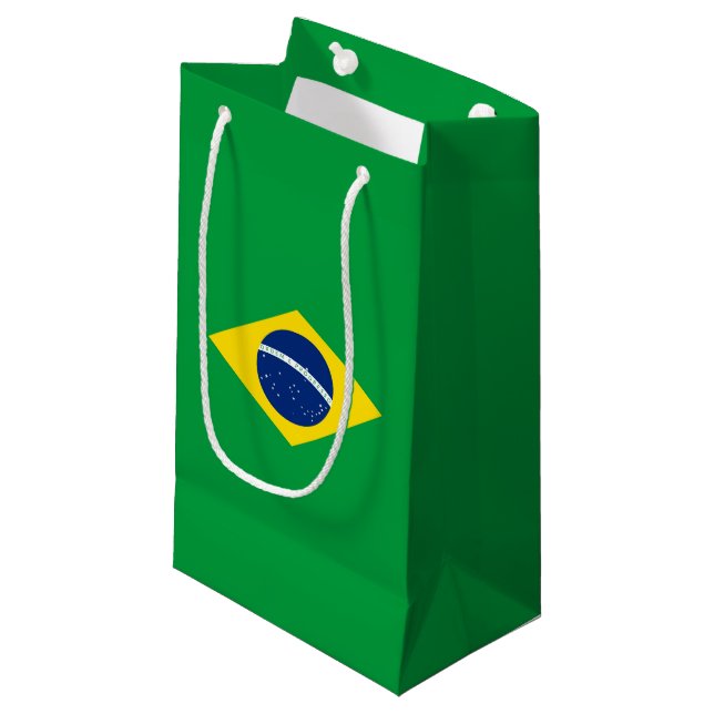Sacola Para Presentes Pequena Bandeira do Brasil (Frente inclinada)