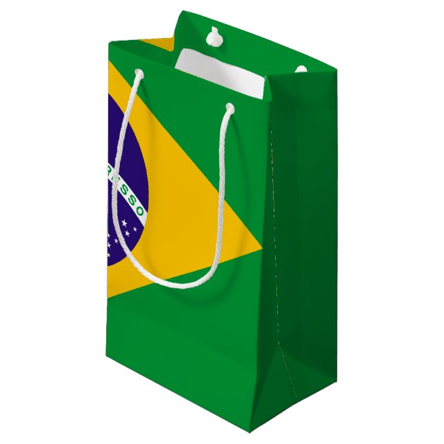 Sacola Para Presentes Pequena Bandeira do Brasil (Frente inclinada)
