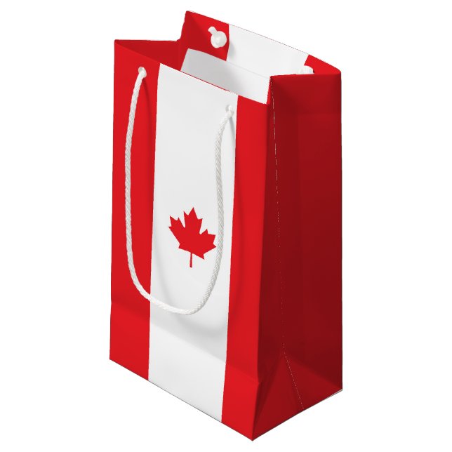 Sacola Para Presentes Pequena Bandeira do Canadá (Frente inclinada)