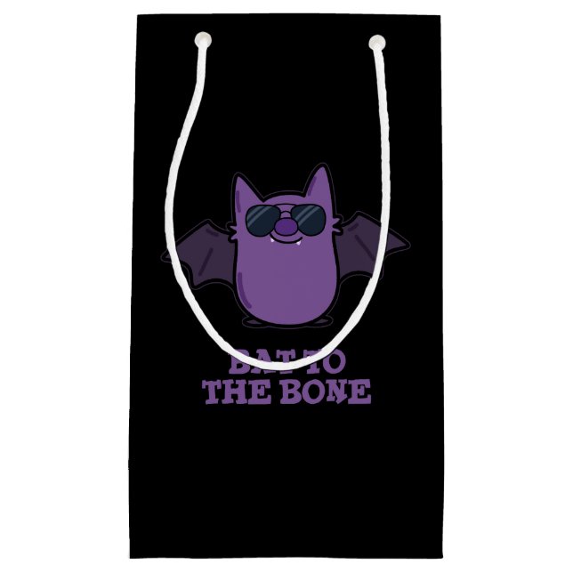 Sacola Para Presentes Pequena Bat Para O Bone Funny Animal Pun Dark BG (Frente)