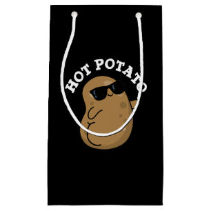 Sacola Para Presentes Pequena Batata quente Engraçada Veggie Pun Dark BG