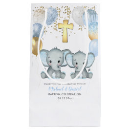 Sacola Para Presentes Pequena Batismo de Balões de Elefantes Bonitos
