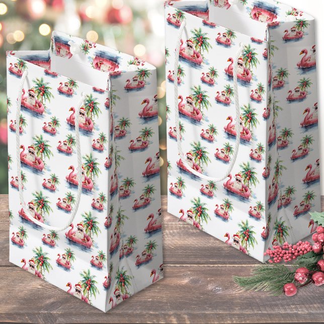 Sacola Para Presentes Pequena Beach Christmas (Santa Beach Christmas Small Gift Bag)