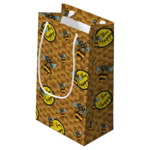 Sacola Para Presentes Pequena Bee Happy! Saco para doação de abelha doce