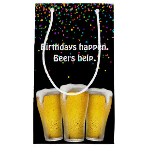 Sacola Para Presentes Pequena Beers de Aniversário de Confetti