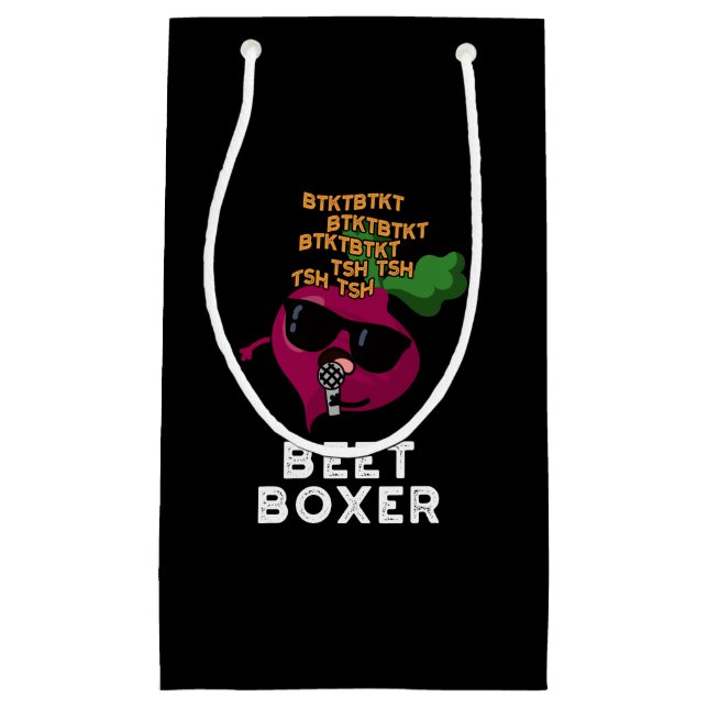 Sacola Para Presentes Pequena Beet Boxer Funny Beet Pun Dark BG (Frente)
