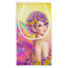 Sacola Para Presentes Pequena Bela borboleta fada de menina