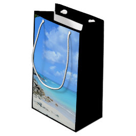 Sacola Para Presentes Pequena Bela Praia Tropical Turquesa