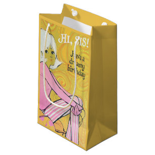 Sacola Para Presentes Pequena Bela versão retrô vintage Aniversário da irmã