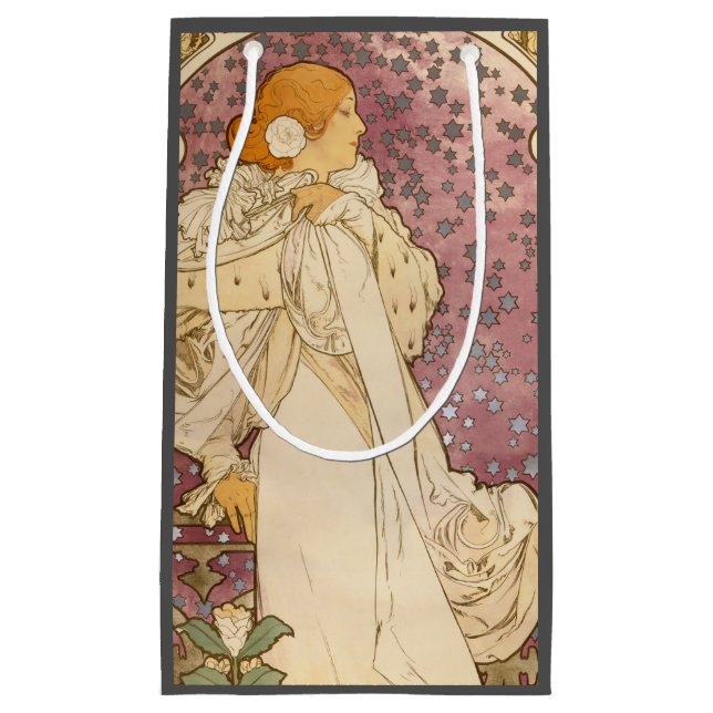 Sacola Para Presentes Pequena Beleza da Mulher Mucha Art Nouveau (Frente)