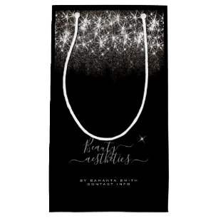 Sacola Para Presentes Pequena Beleza Elegante Luminosa de Prata Luminosa