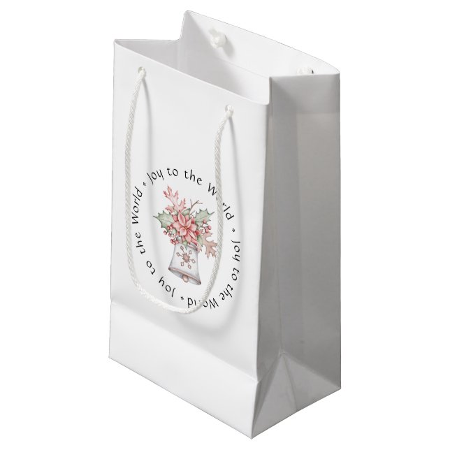 Sacola Para Presentes Pequena Bell de Férias com Poinsettia Gift Bag - Pequeno (Frente inclinada)
