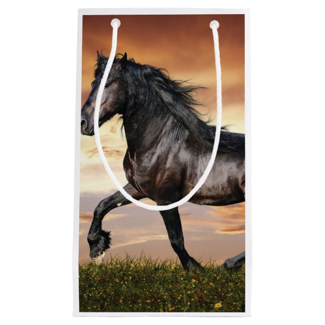 Sacola Para Presentes Pequena Belo Cavalo Negro (Frente)