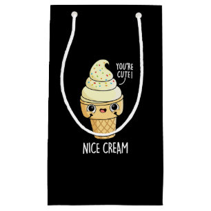 Sacola Para Presentes Pequena Belo Creme Engraçado Sorvete Pun Dark BG