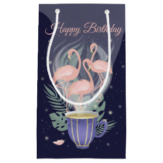 Sacola Para Presentes Pequena Belo Flamingo, Rosa Exótico, Hora do Chá