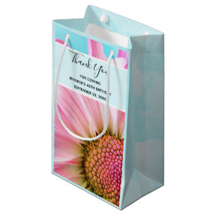 Sacola Para Presentes Pequena Belo Flor Rosa Fechar Foto Obrigado