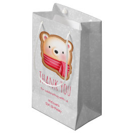 Sacola Para Presentes Pequena Belo Urso Rosto Vermelho Scarf e Roy Cheeks Obriga