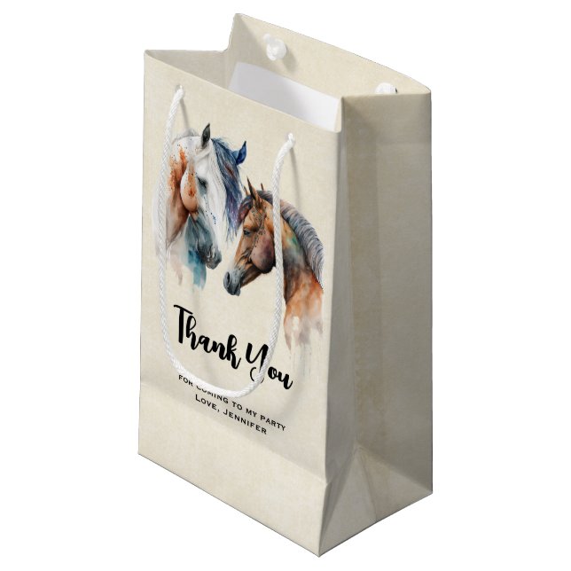 Sacola Para Presentes Pequena Belos Cavalos Estilo Boho Ocidental (Frente inclinada)