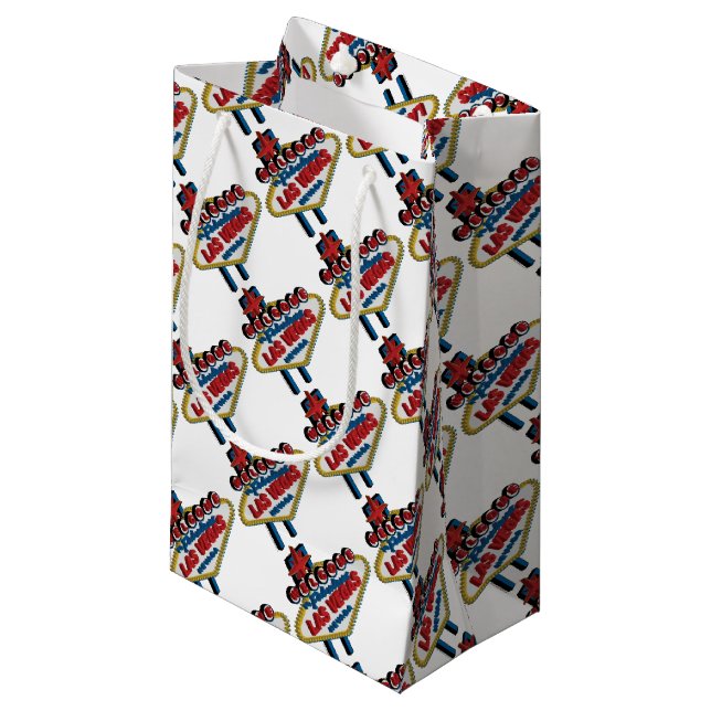 Sacola Para Presentes Pequena Bem-vindo a Las Vegas Fabulosa (Frente inclinada)