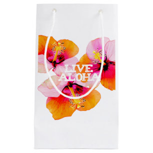 Sacola Para Presentes Pequena Bem-vindo ao Casamento Tropical Hibisco Live Aloha