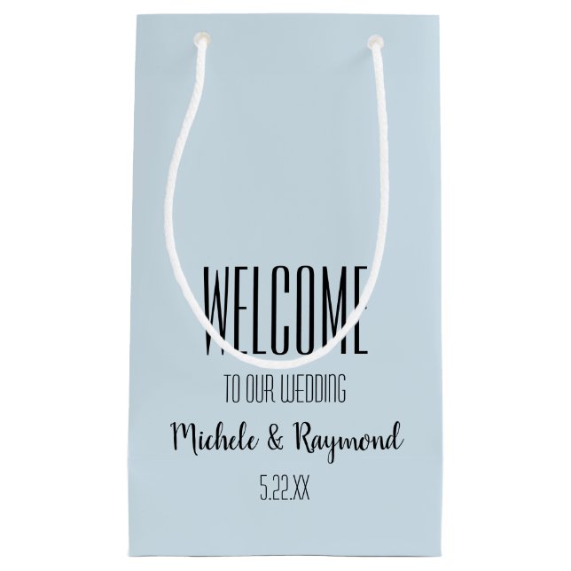 Sacola Para Presentes Pequena Bem-vindo ao nosso casamento PALE BLUE Gift Bags P (Frente)