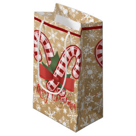 Sacola Para Presentes Pequena bengalas de Natal em saco de papel vista