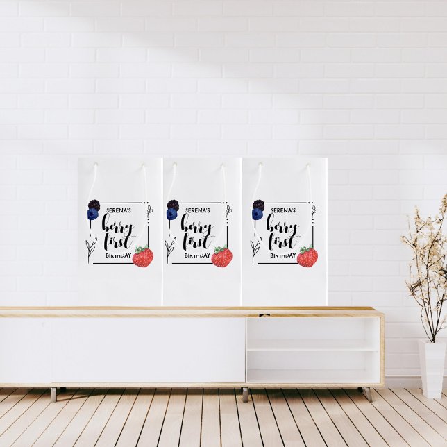 Sacola Para Presentes Pequena Berry First | PRIMEIRO ANIVERSARIO | Mistura de be (Criador carregado)