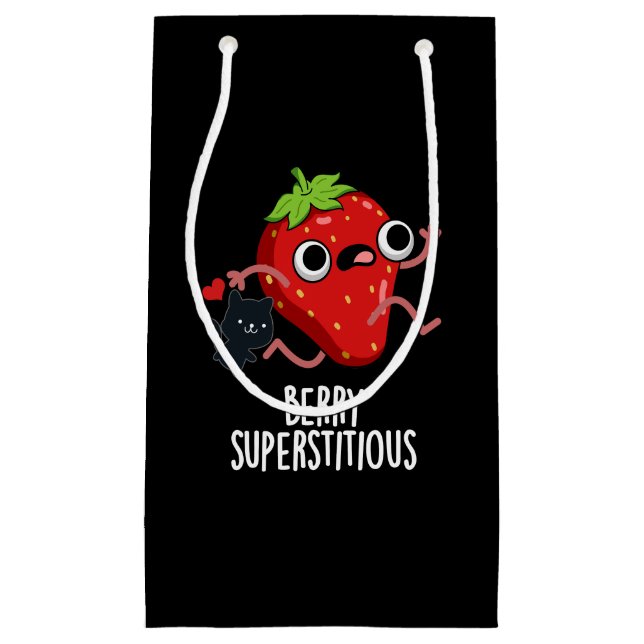 Sacola Para Presentes Pequena Berry Superstitious Funny Fruta Pun Dark BG (Frente)