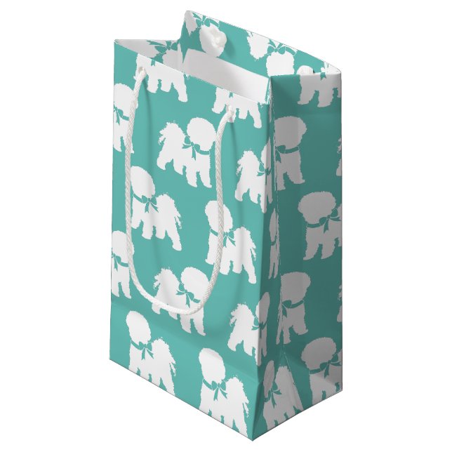 Sacola Para Presentes Pequena Bichon Frise Dog Puppy (Frente inclinada)