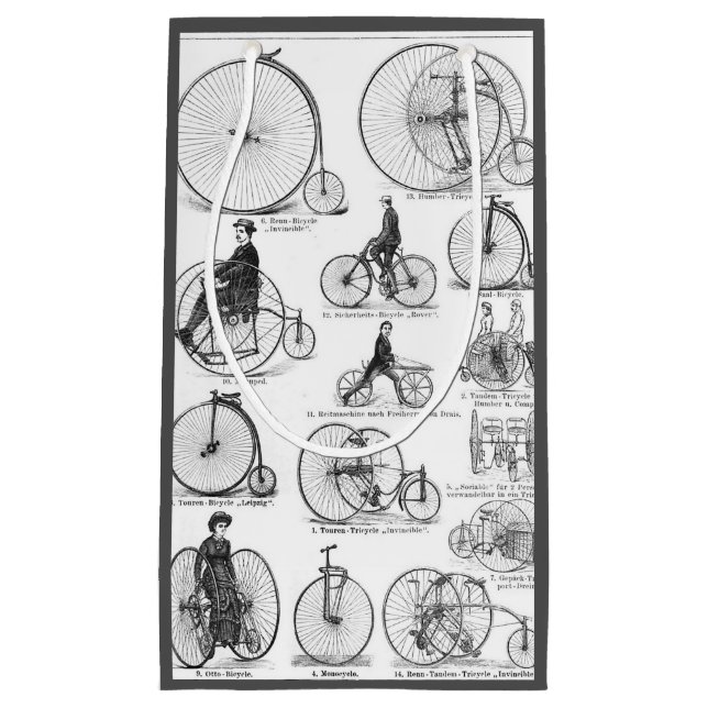 Sacola Para Presentes Pequena Bicicleta de Roda Alta Penny Farthing (Frente)