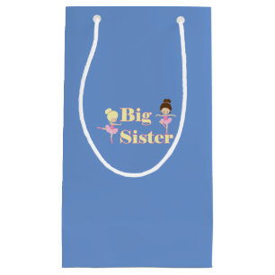 Sacola Para Presentes Pequena Big Sister Ballerina Sibling Blue