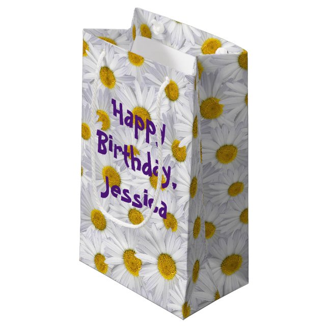 Sacola Para Presentes Pequena Birthday Daisies (Frente inclinada)