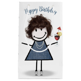Sacola Para Presentes Pequena Birthday Stick Girl com Cocktail