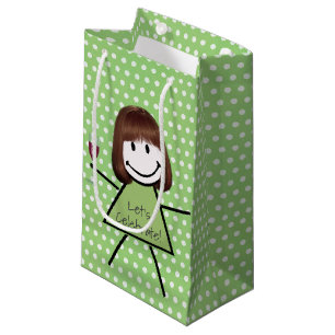 Sacola Para Presentes Pequena Birthday Stick Girl Em Bolinhas
